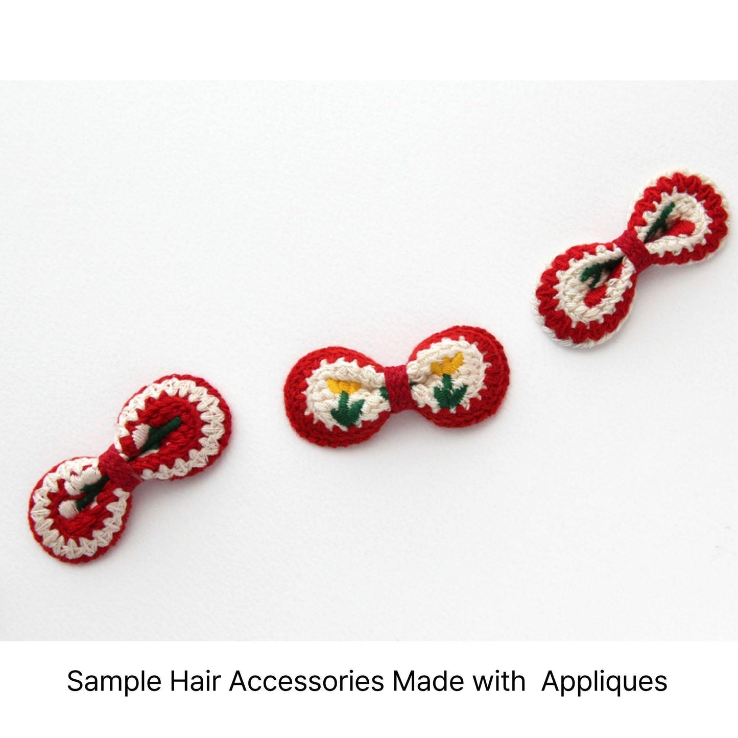 Crochet Embroidered Appliques, Vintage Floral & Cherry Embroidery Patches, DIY Craft Supplies 5/10pcs