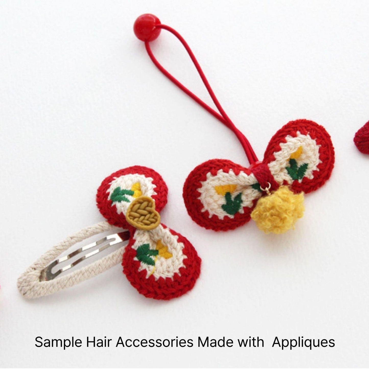 Crochet Embroidered Appliques, Vintage Floral & Cherry Embroidery Patches, DIY Craft Supplies 5/10pcs