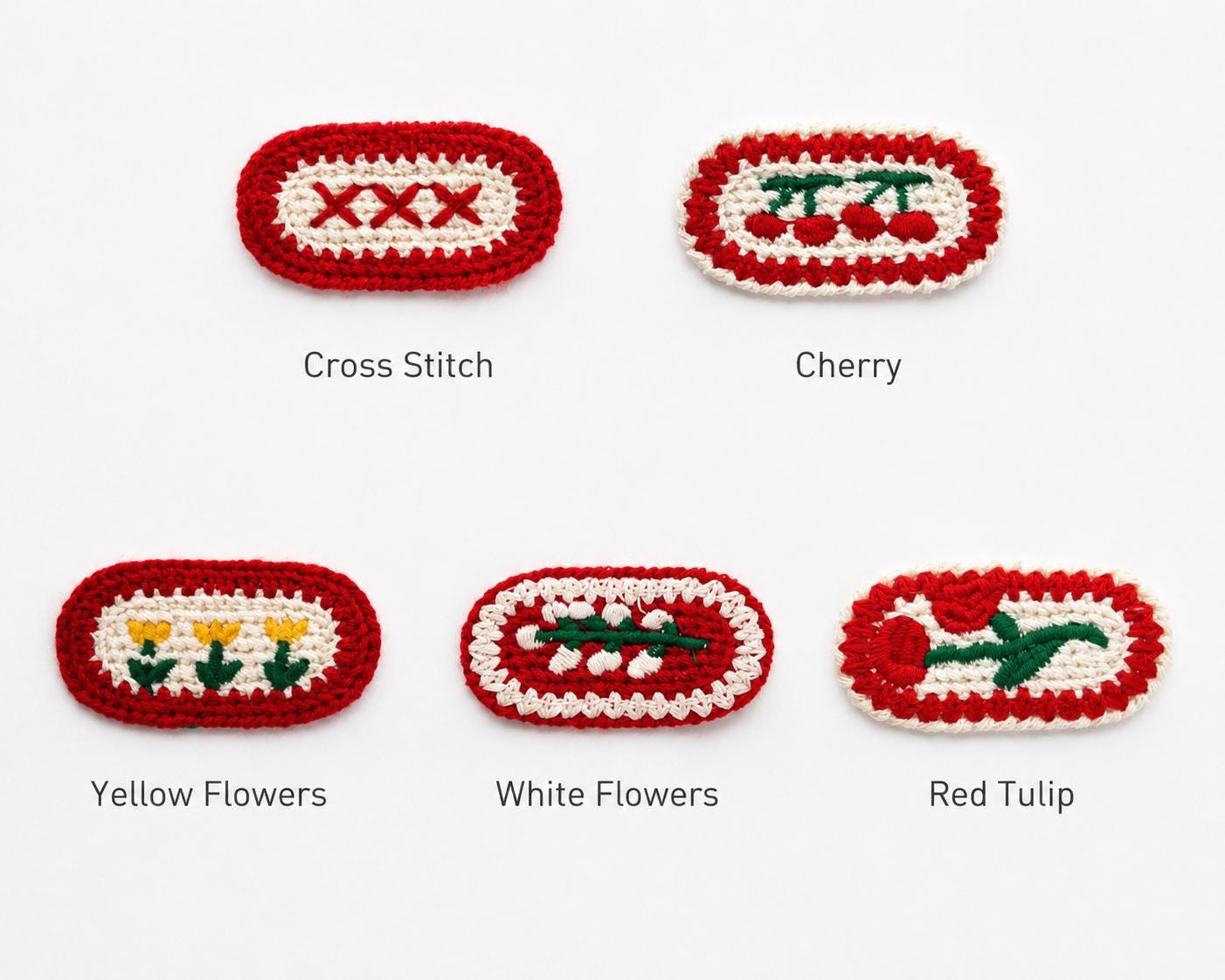 Crochet Embroidered Appliques, Vintage Floral & Cherry Embroidery Patches, DIY Craft Supplies 5/10pcs