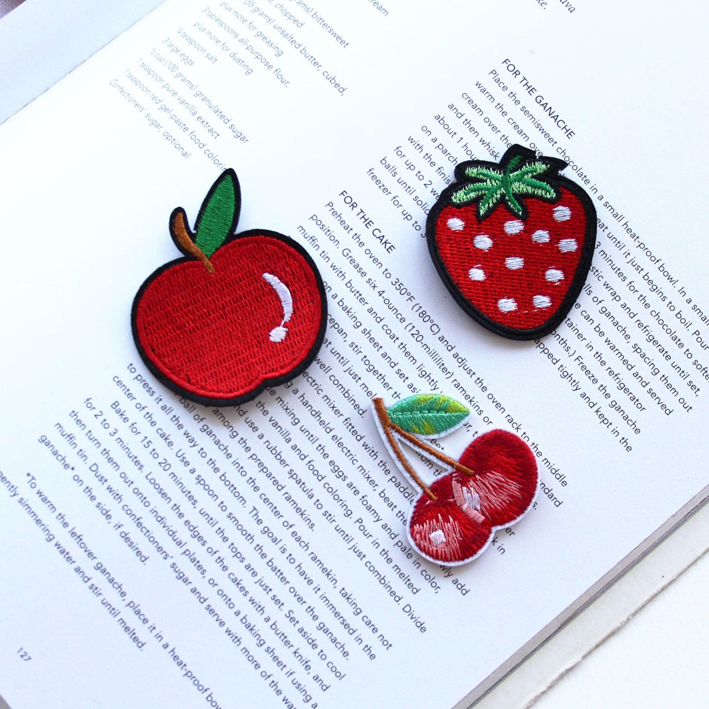 Fruit Embroidered Patch, Cherry, Strawberry, Apple Applique for Jackets, Bags