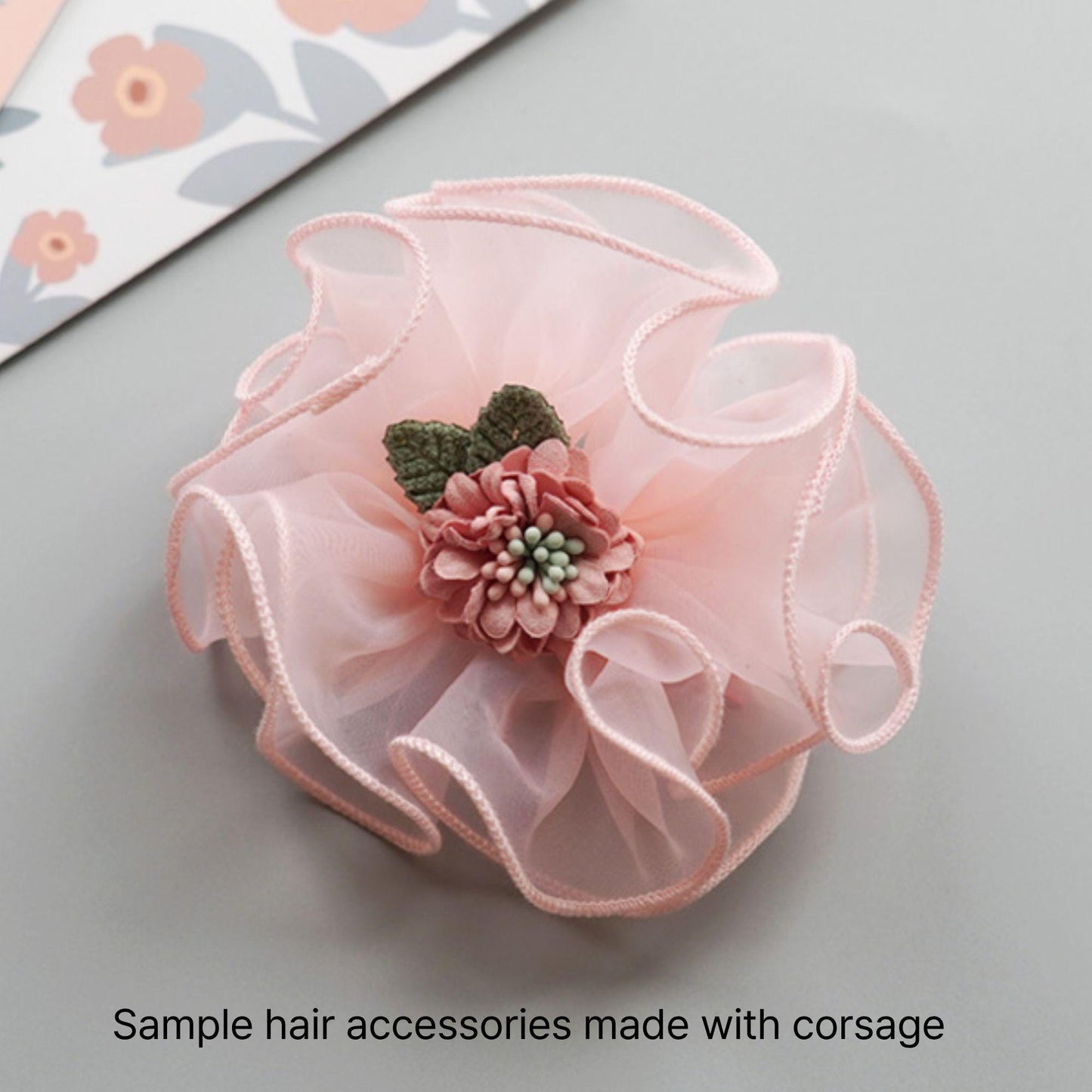 Mini Fabric Flower Corsage, Decorative Embellishment for Hair Bows, DIY Craft Supply, Floral Decoration