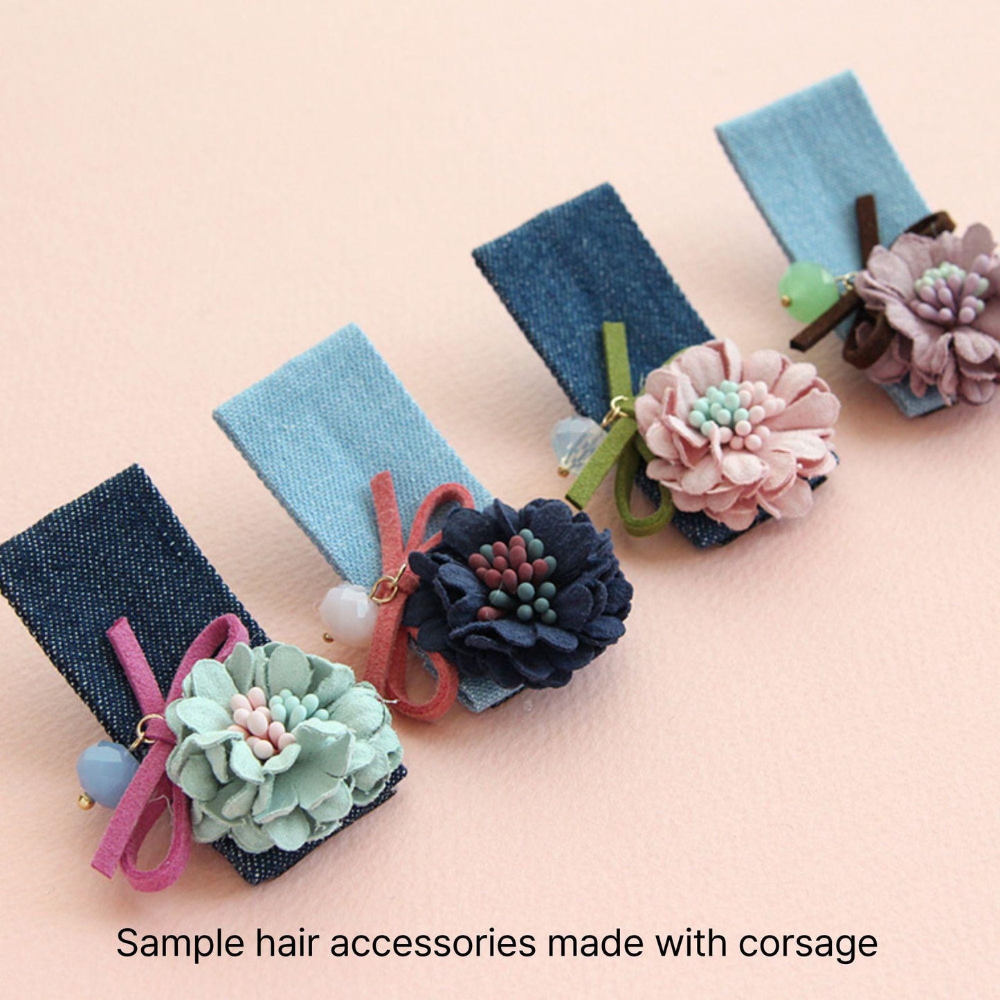 Mini Fabric Flower Corsage, Decorative Embellishment for Hair Bows, DIY Craft Supply, Floral Decoration