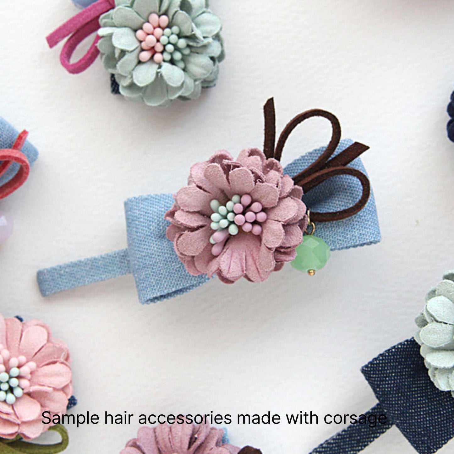 Mini Fabric Flower Corsage, Decorative Embellishment for Hair Bows, DIY Craft Supply, Floral Decoration