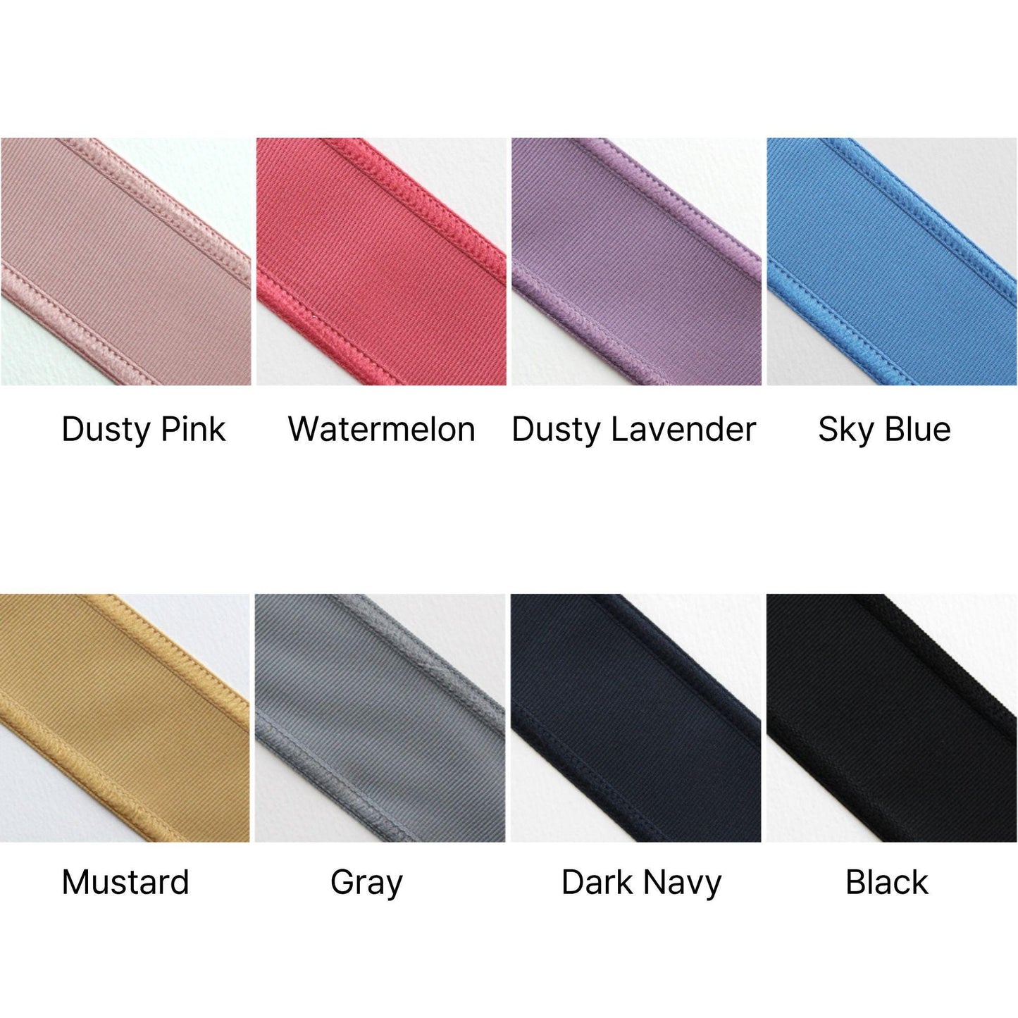Solid Color Overlocked Edge Grosgrain Ribbon for Hair Bows, DIY Craft Supplies 5Yards