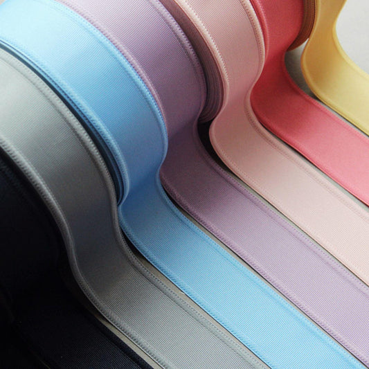 Solid Color Overlocked Edge Grosgrain Ribbon for Hair Bows, DIY Craft Supplies 5Yards