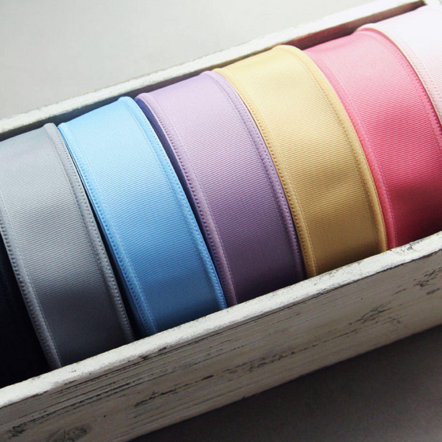 Solid Color Overlocked Edge Grosgrain Ribbon for Hair Bows, DIY Craft Supplies 5Yards