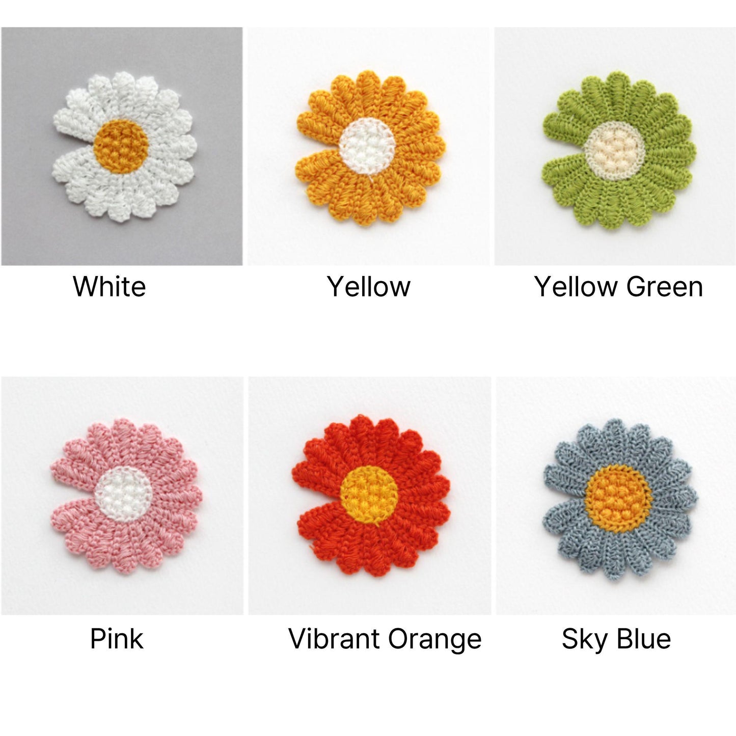 Daisy Flower Appliques, Handmade Floral Embellishments 5/10pcs