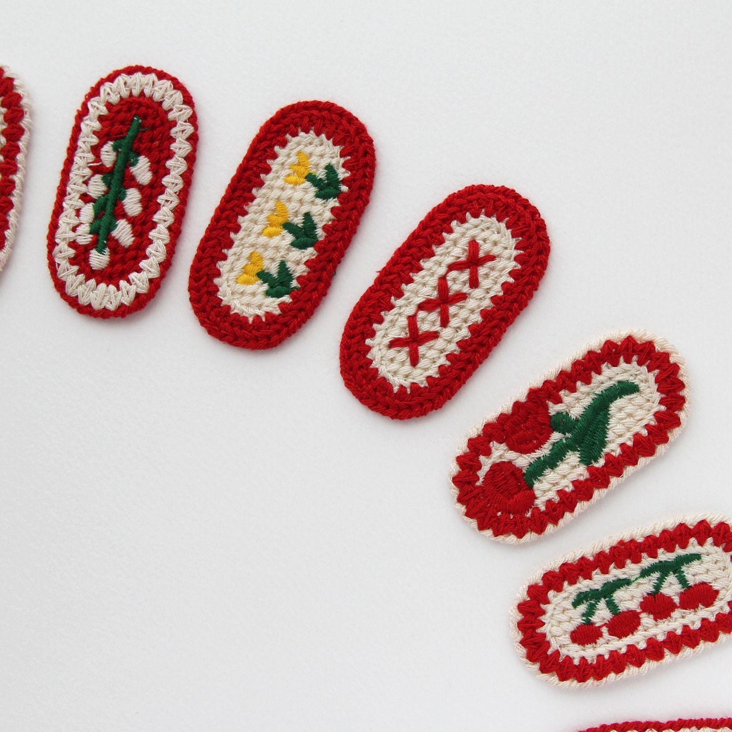 Crochet Embroidered Appliques, Vintage Floral & Cherry Embroidery Patches, DIY Craft Supplies 5/10pcs