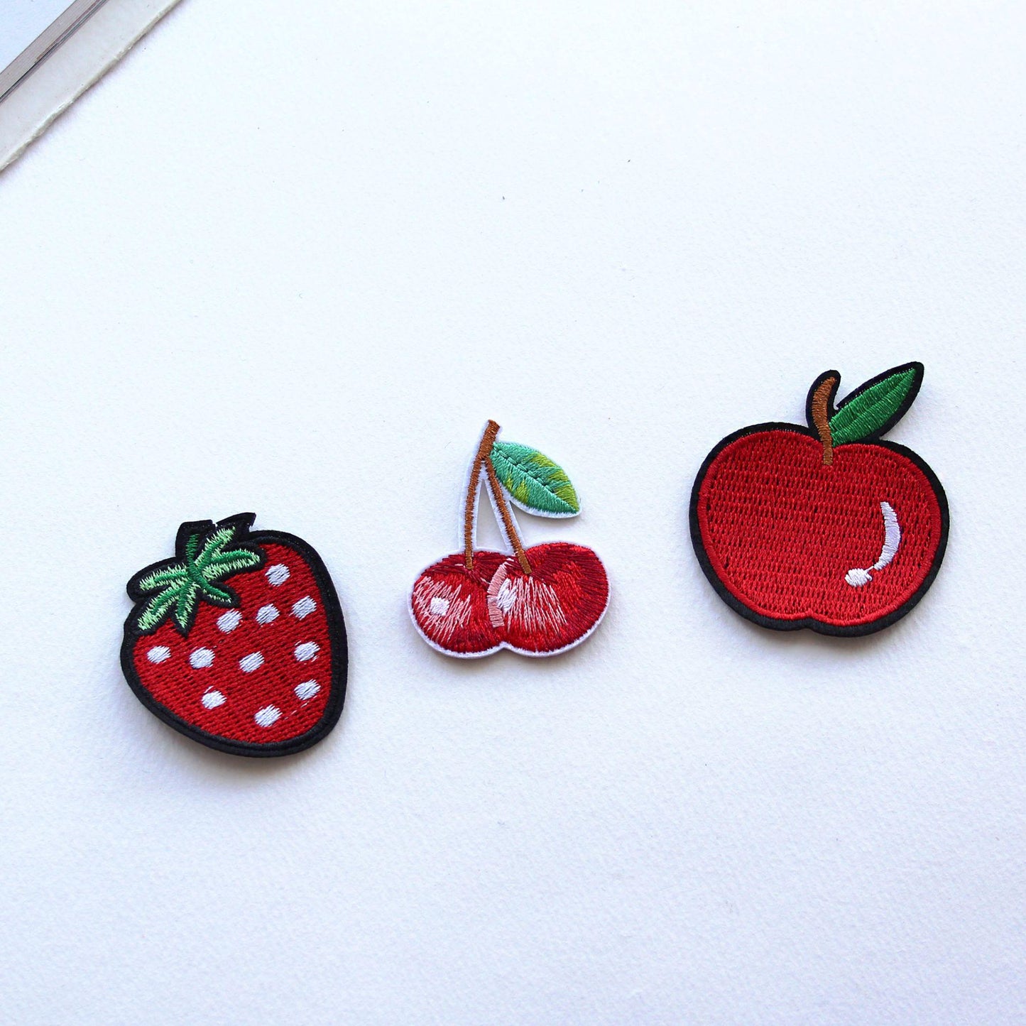 Fruit Embroidered Patch, Cherry, Strawberry, Apple Applique for Jackets, Bags