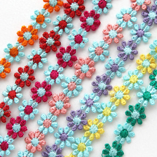 Daisy Embroidered Floral Lace Trim, Sewing Lace, DIY Hair Bow Craft Supplies 5Yards