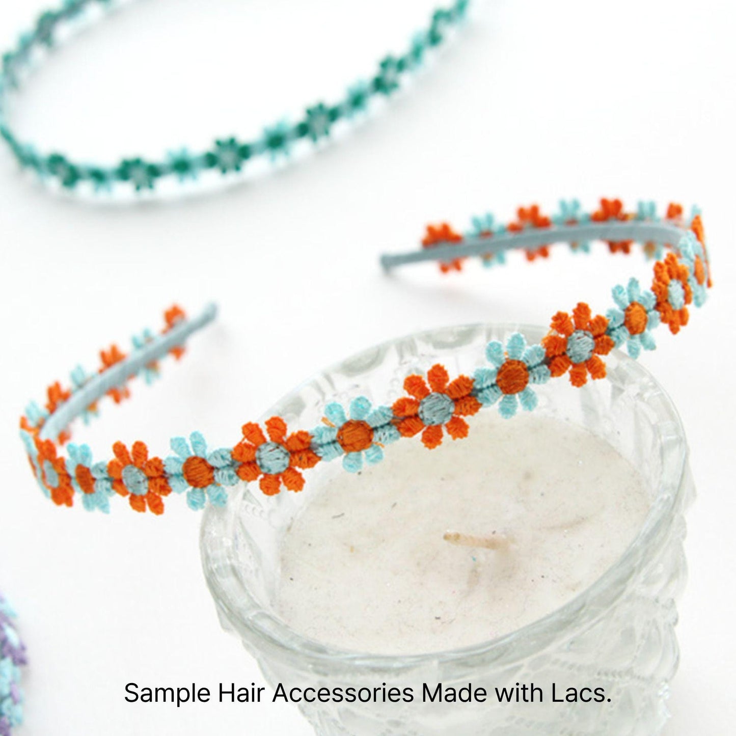 Daisy Embroidered Floral Lace Trim, Sewing Lace, DIY Hair Bow Craft Supplies 5Yards