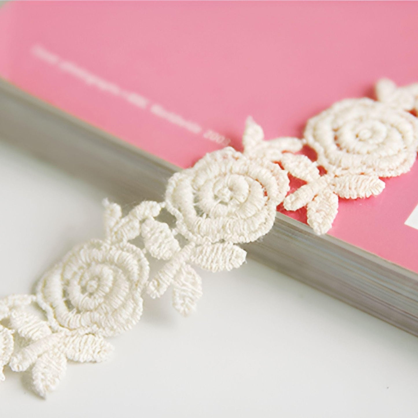 Rose Floral Lace, Ivory Embroidered Trim, Lace Ribbon for Hair Bows & DIY Crafts 5Yards