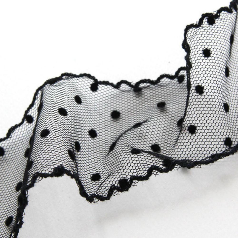 Dot Mesh Lace Trim, Sheer Tulle Ribbon with Scalloped Edge, Sewing, Hair Bow & Craft Supplies 5Yards