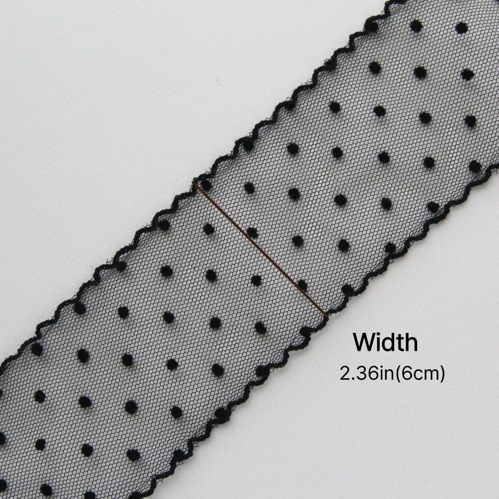 Dot Mesh Lace Trim, Sheer Tulle Ribbon with Scalloped Edge, Sewing, Hair Bow & Craft Supplies 5Yards