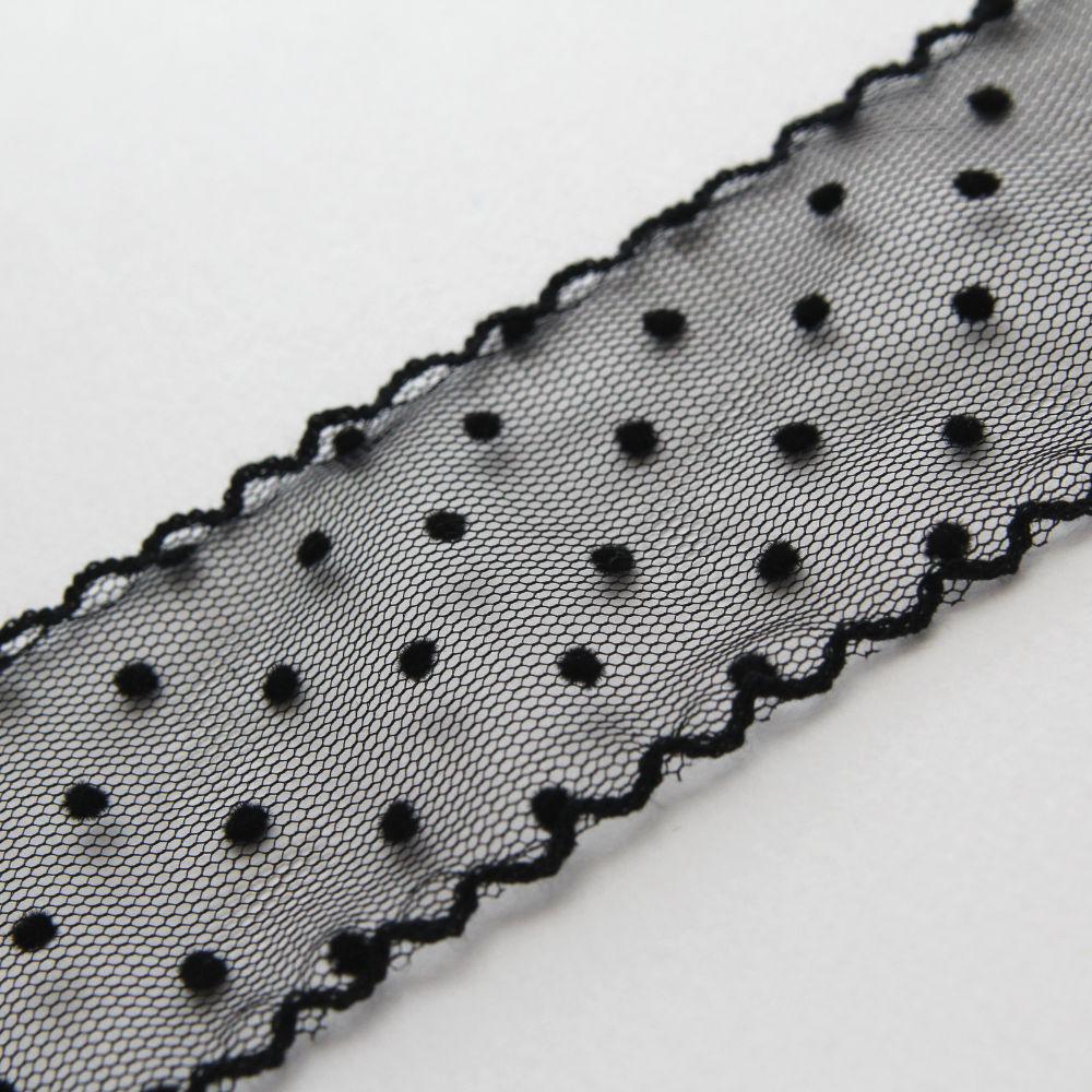 Dot Mesh Lace Trim, Sheer Tulle Ribbon with Scalloped Edge, Sewing, Hair Bow & Craft Supplies 5Yards