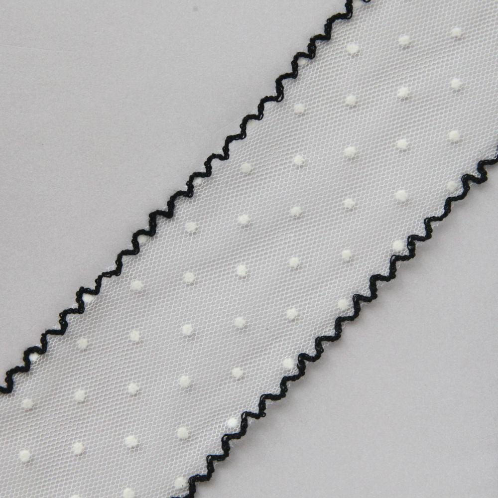 Dot Mesh Lace Trim, Sheer Tulle Ribbon with Scalloped Edge, Sewing, Hair Bow & Craft Supplies 5Yards