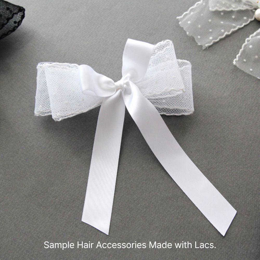 Dot Mesh Lace Trim, Sheer Tulle Ribbon with Scalloped Edge, Sewing, Hair Bow & Craft Supplies 5Yards