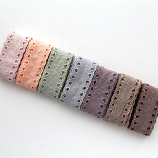 Vintage Eyelet Cotton Lace Trim, Embroidered Broderie Anglaise Ribbon 5Yards