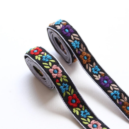 Vintage Flower Jacquard Decorative Ribbon 0.59inch (1.5cm) x 5/10Yards