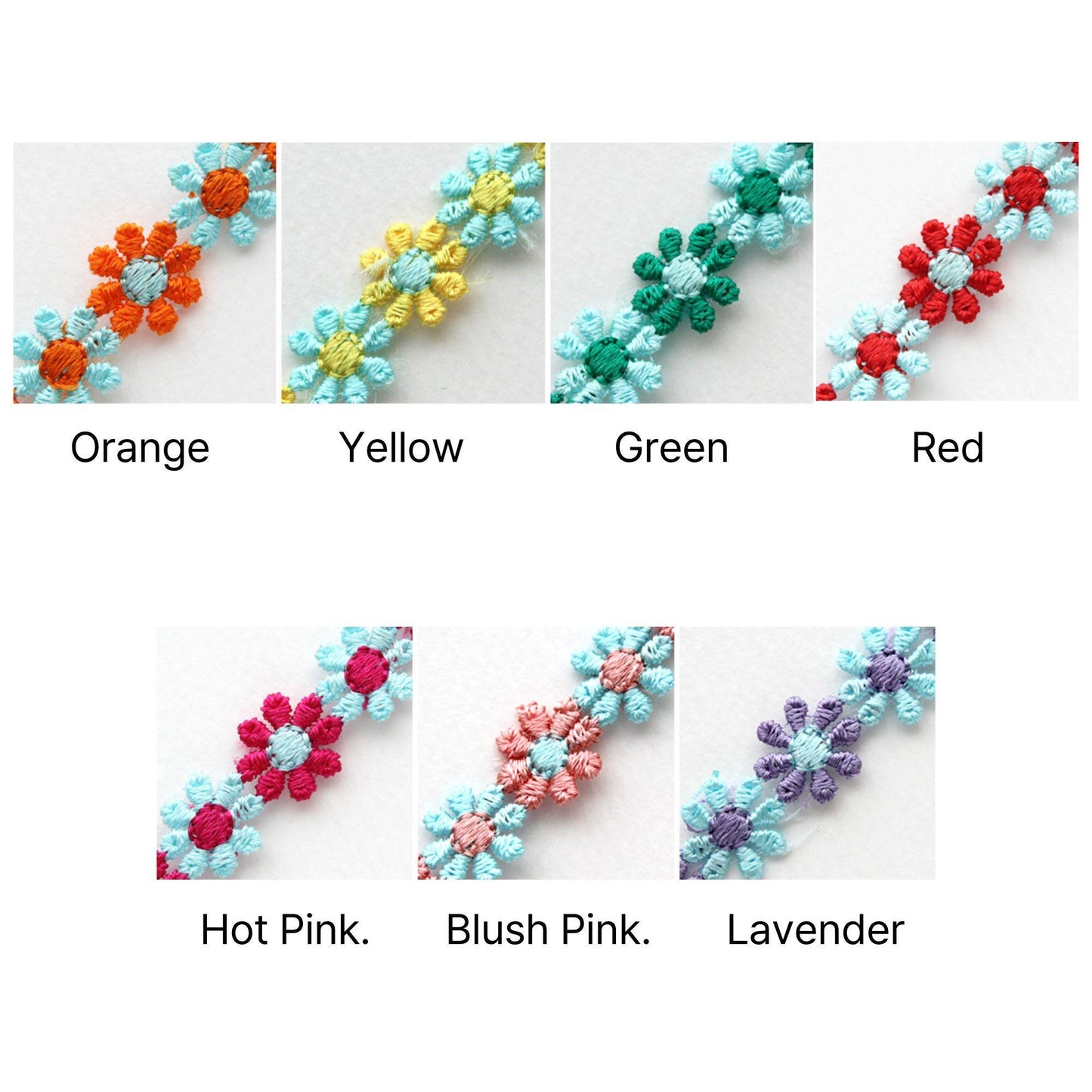 Daisy Embroidered Floral Lace Trim, Sewing Lace, DIY Hair Bow Craft Supplies 5Yards