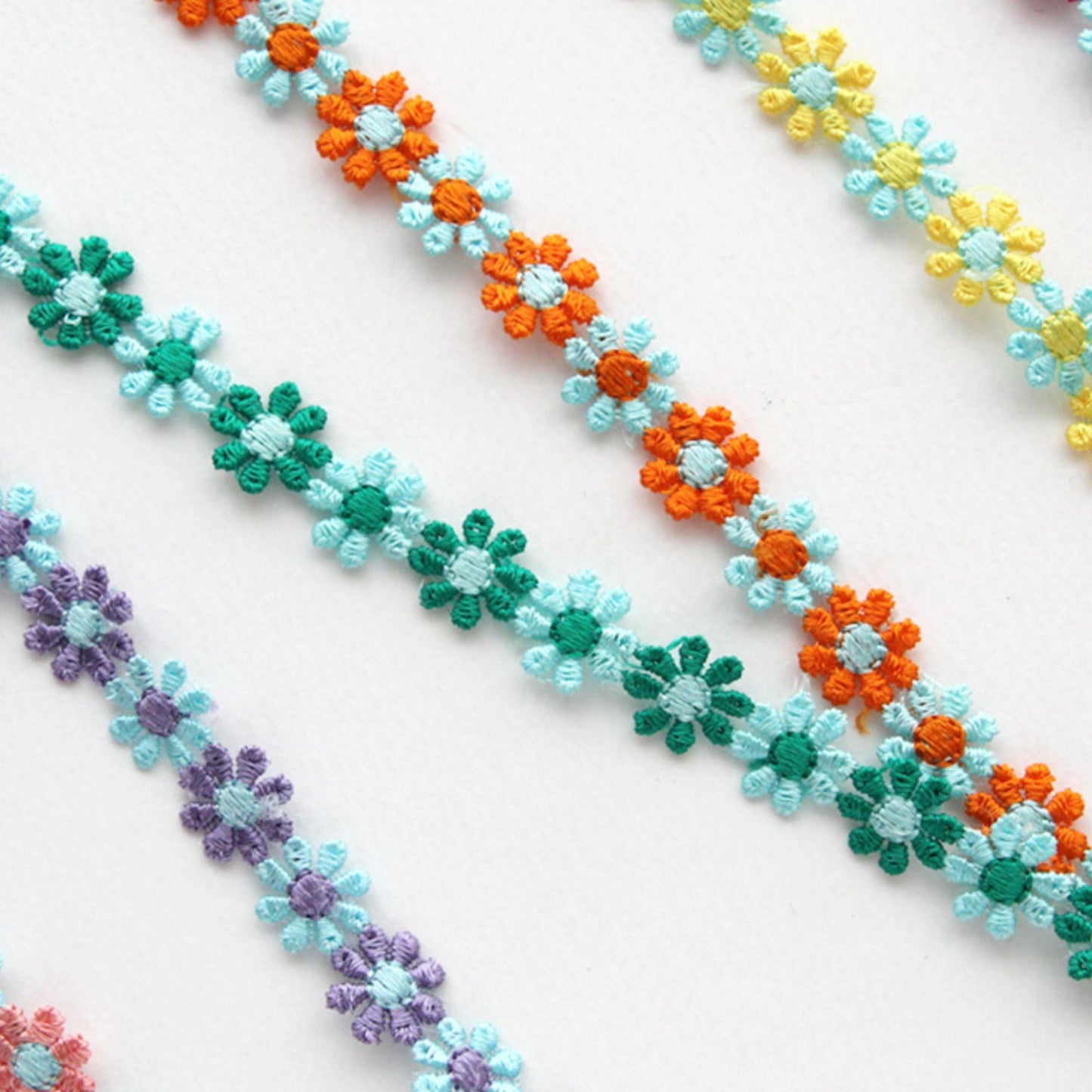 Daisy Embroidered Floral Lace Trim, Sewing Lace, DIY Hair Bow Craft Supplies 5Yards