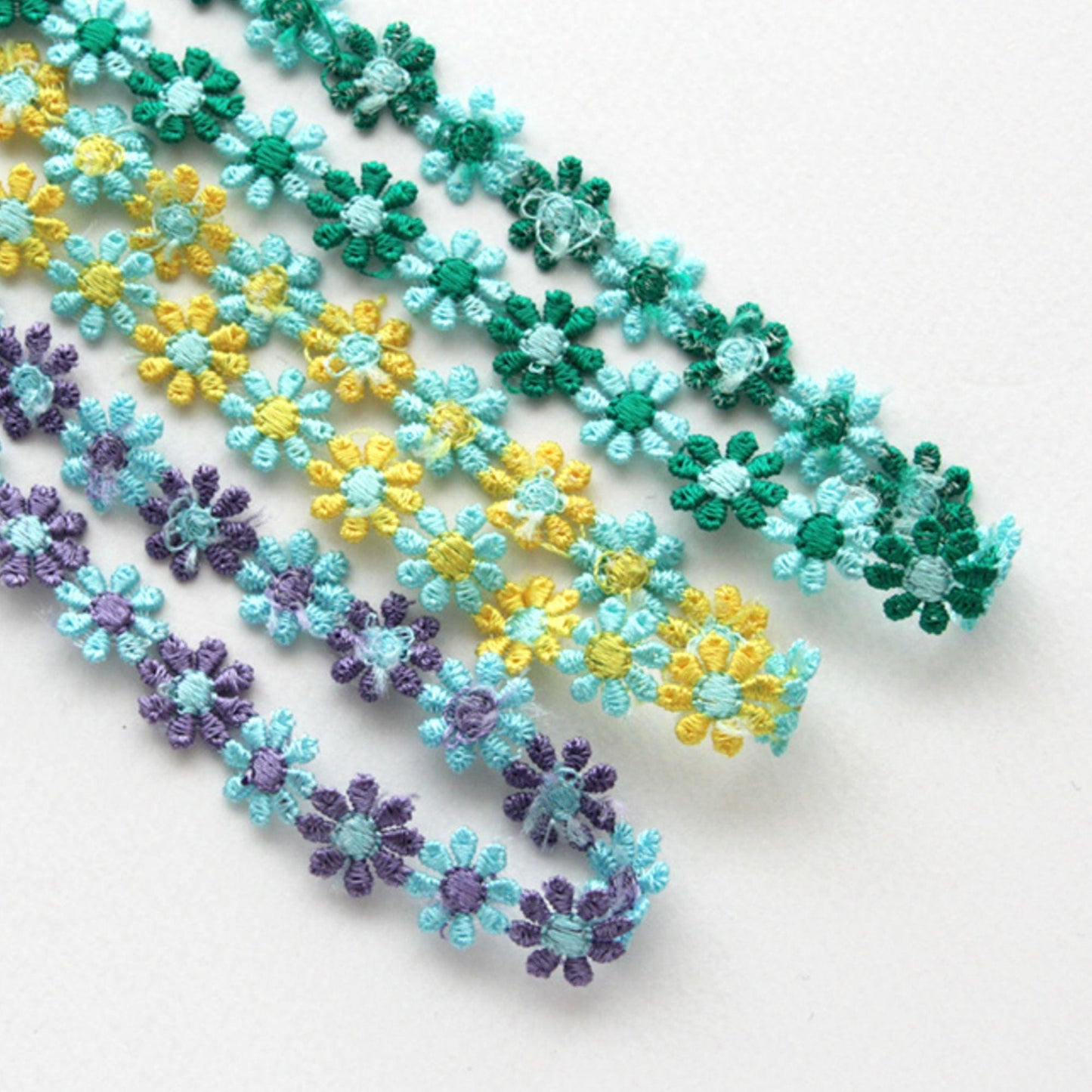 Daisy Embroidered Floral Lace Trim, Sewing Lace, DIY Hair Bow Craft Supplies 5Yards