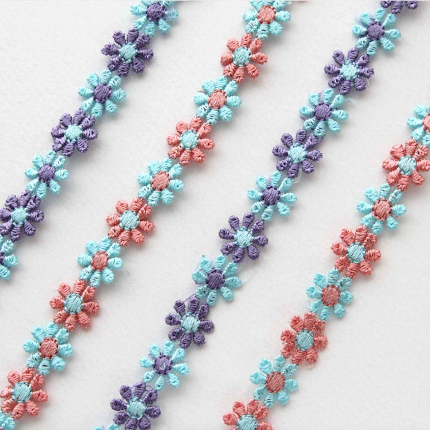 Daisy Embroidered Floral Lace Trim, Sewing Lace, DIY Hair Bow Craft Supplies 5Yards