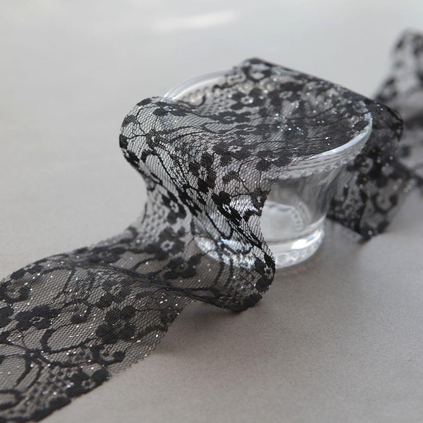 Glitter Floral Cotton Lace Trim, Wide Ribbon for Sewing, Wedding Decor, Crafts 5 Yard