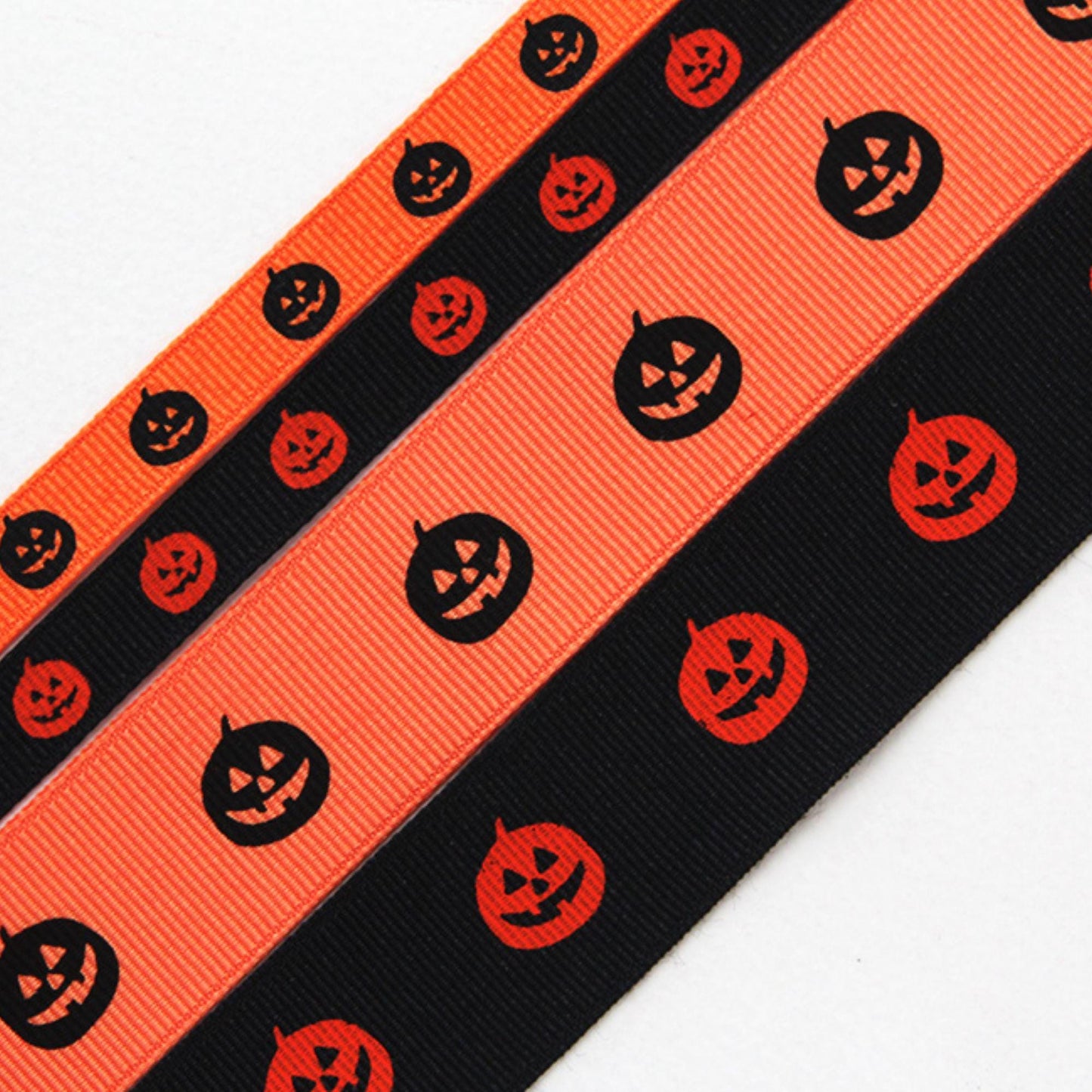 Halloween Pumpkin Grosgrain Ribbon, Jack O Lantern Print for Crafts