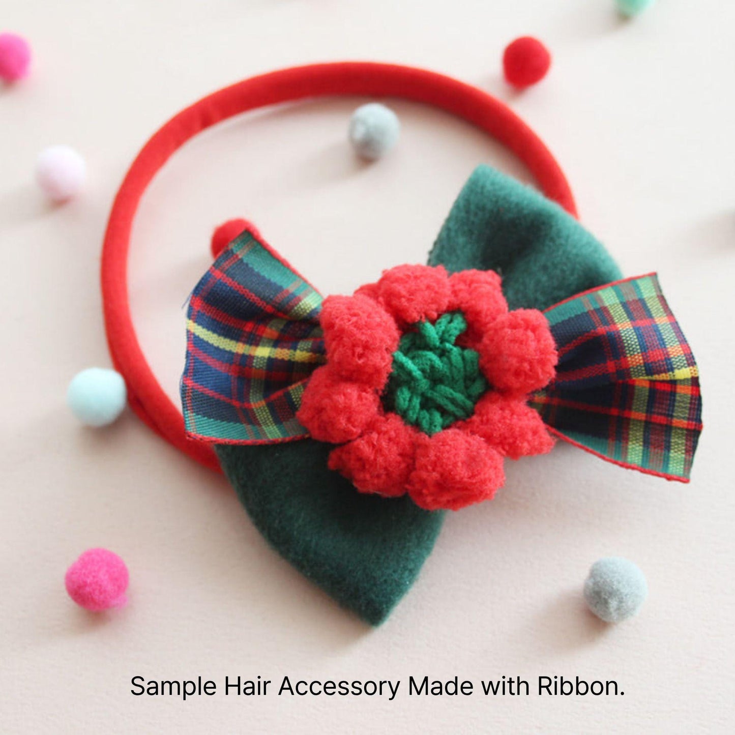 Apple Pom Pom Trim, Red Berry Fringe Ribbon, Christmas Craft Supply,DIY Sewing, 2Yards