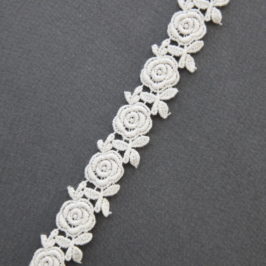 Rose Floral Lace, Ivory Embroidered Trim, Lace Ribbon for Hair Bows & DIY Crafts 5Yards