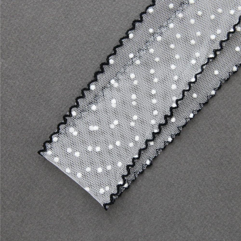 Dot Mesh Lace Trim, Sheer Tulle Ribbon with Scalloped Edge, Sewing, Hair Bow & Craft Supplies 5Yards