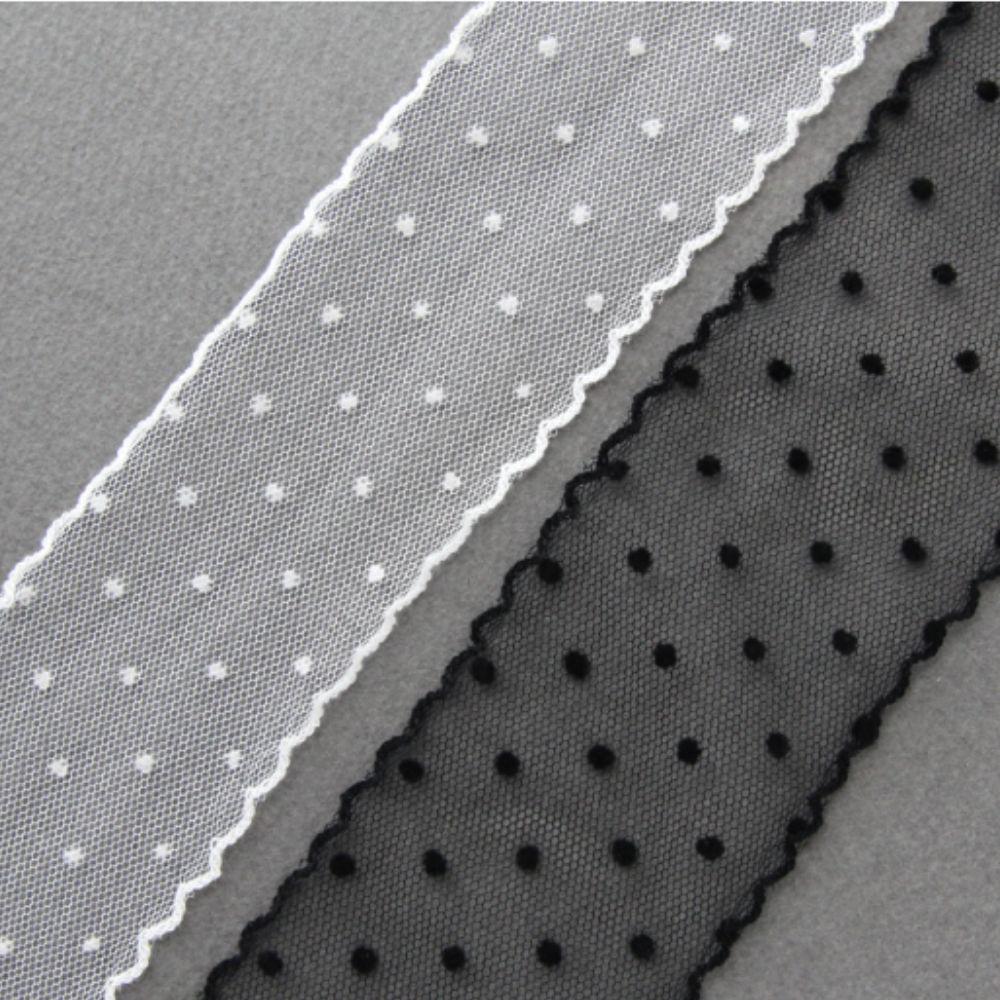 Dot Mesh Lace Trim, Sheer Tulle Ribbon with Scalloped Edge, Sewing, Hair Bow & Craft Supplies 5Yards