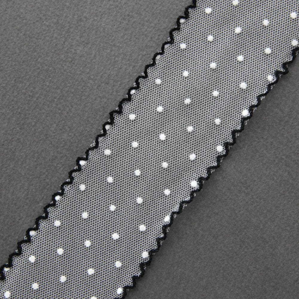 Dot Mesh Lace Trim, Sheer Tulle Ribbon with Scalloped Edge, Sewing, Hair Bow & Craft Supplies 5Yards