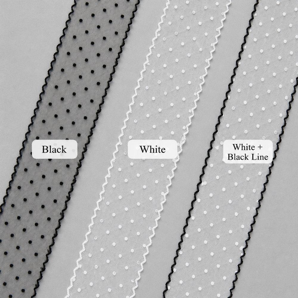 Dot Mesh Lace Trim, Sheer Tulle Ribbon with Scalloped Edge, Sewing, Hair Bow & Craft Supplies 5Yards