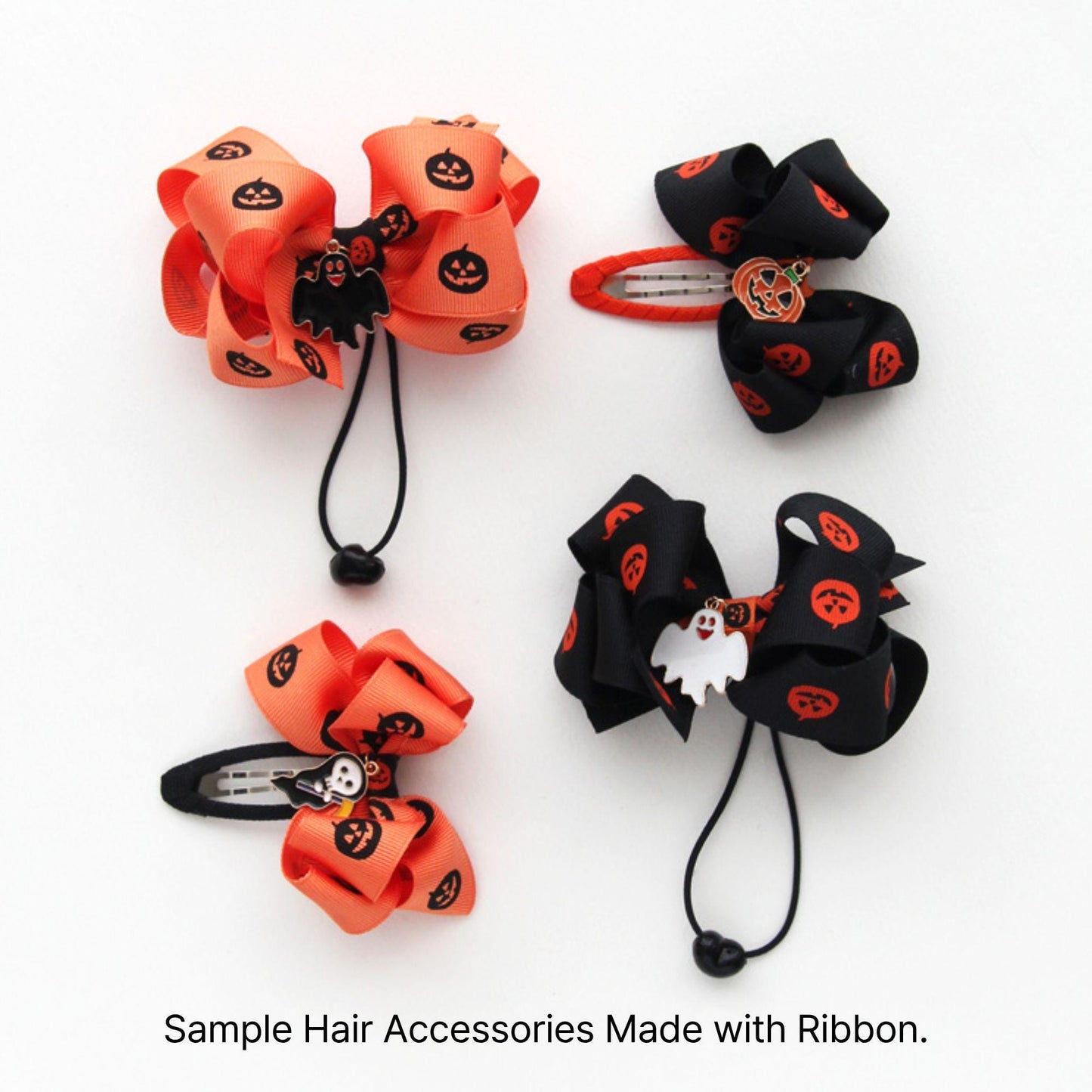 Halloween Pumpkin Grosgrain Ribbon, Jack O Lantern Print for Crafts