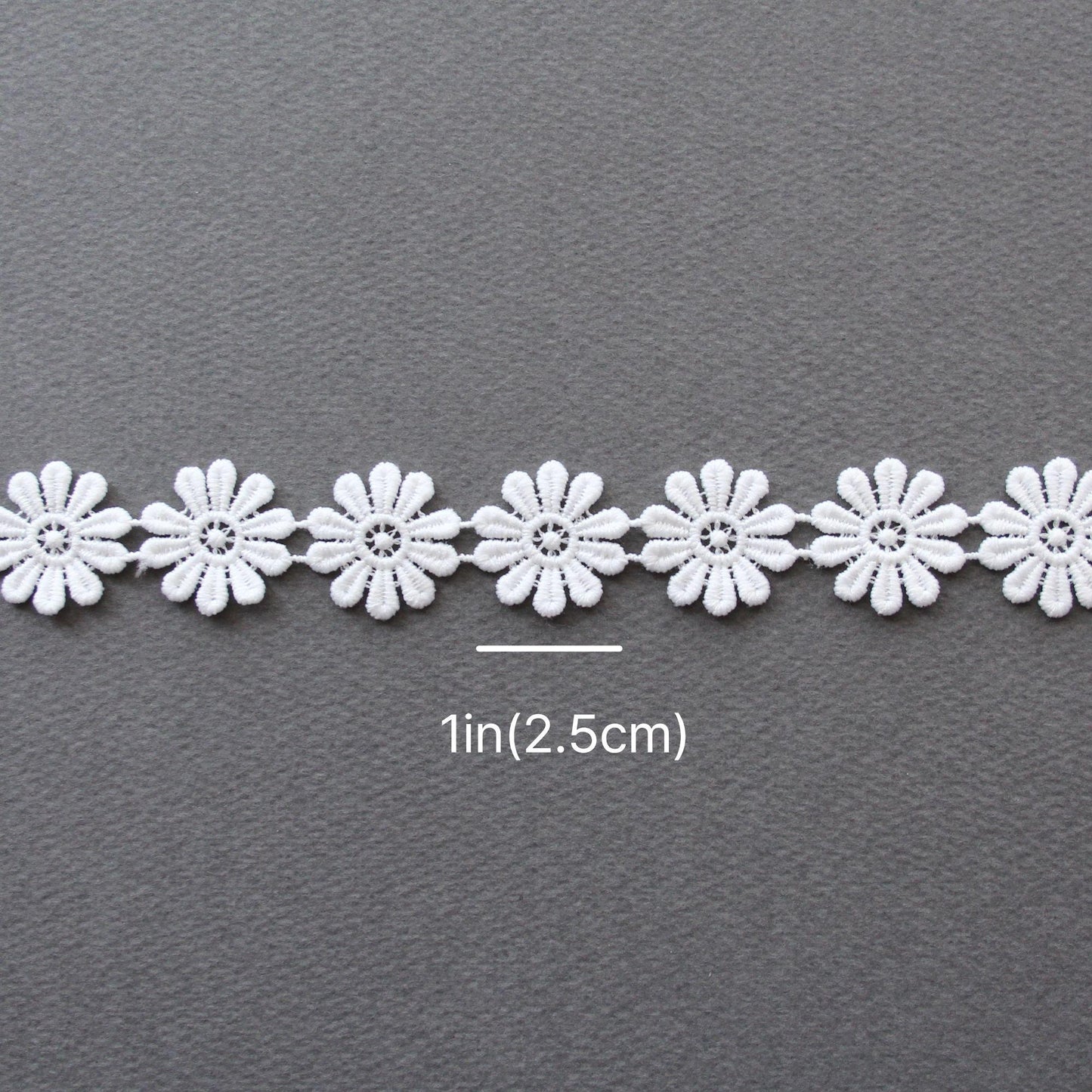 White Daisy Flower Lace Trim, Floral Embroidered Ribbon