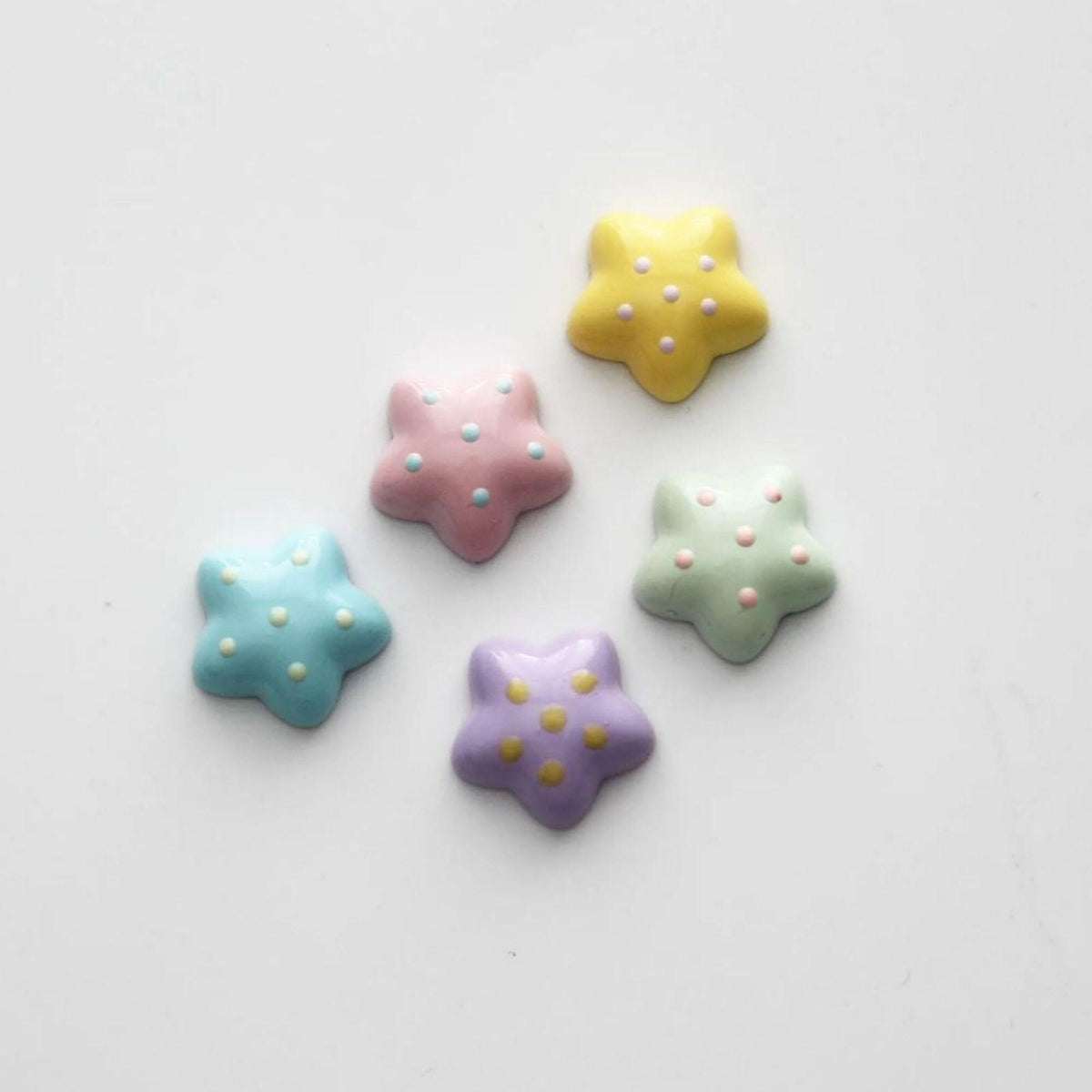 Pastel Star Resin Cabochons | Flatback Embellishments for Crafts 4pcs