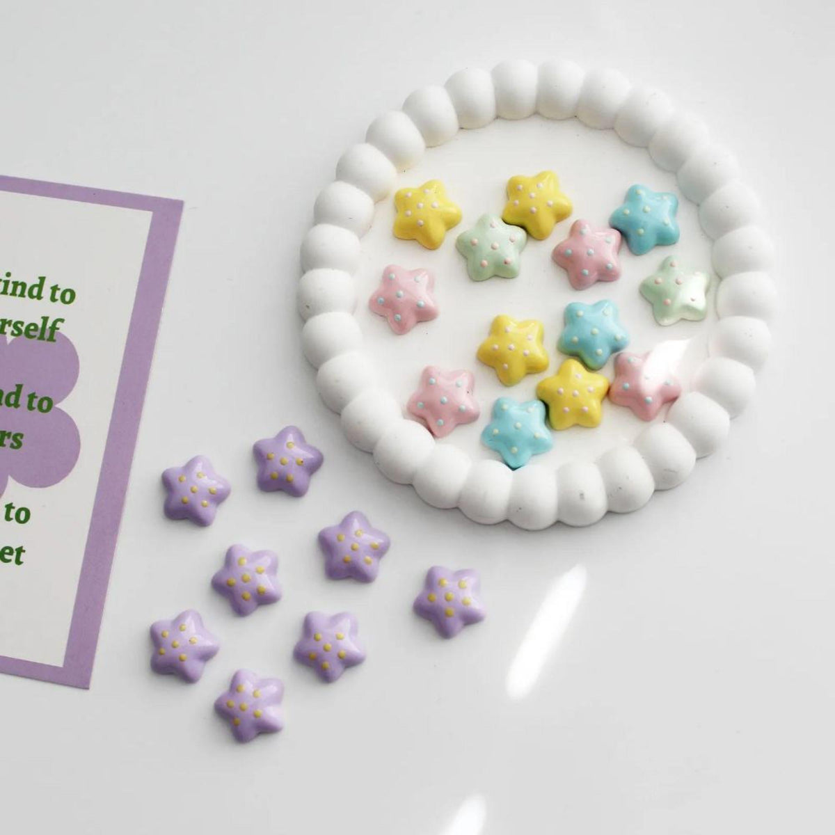 Pastel Star Resin Cabochons | Flatback Embellishments for Crafts 4pcs