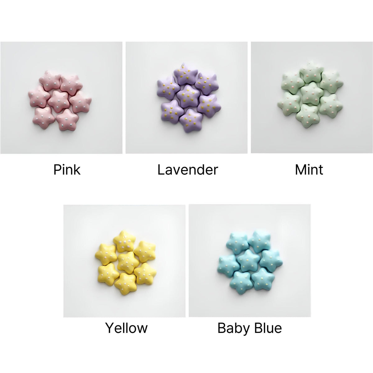 Pastel Star Resin Cabochons | Flatback Embellishments for Crafts 4pcs