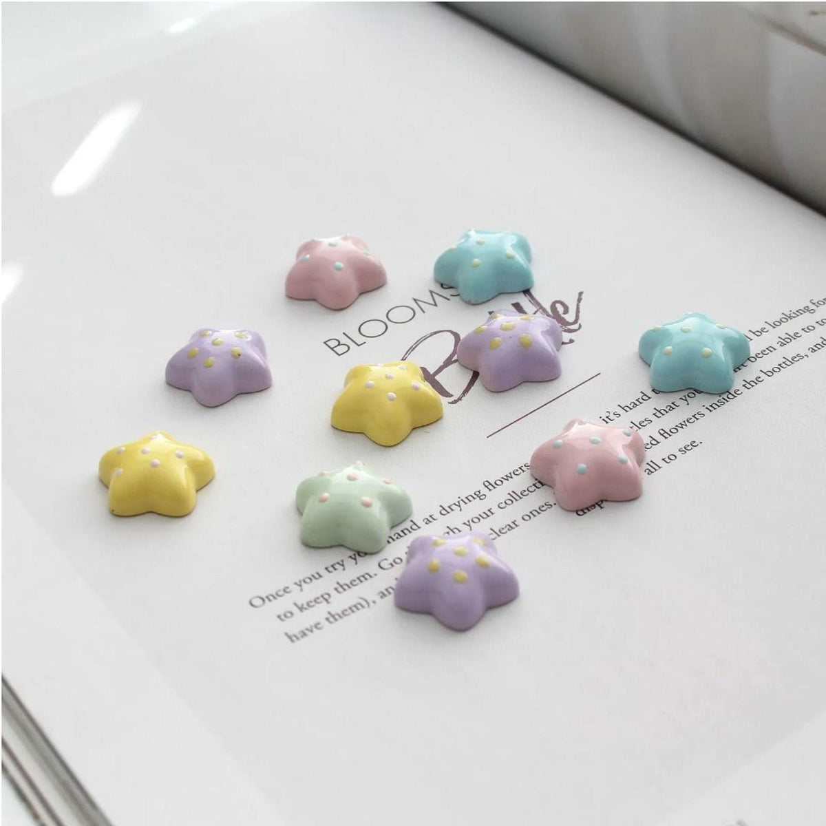 Pastel Star Resin Cabochons | Flatback Embellishments for Crafts 4pcs