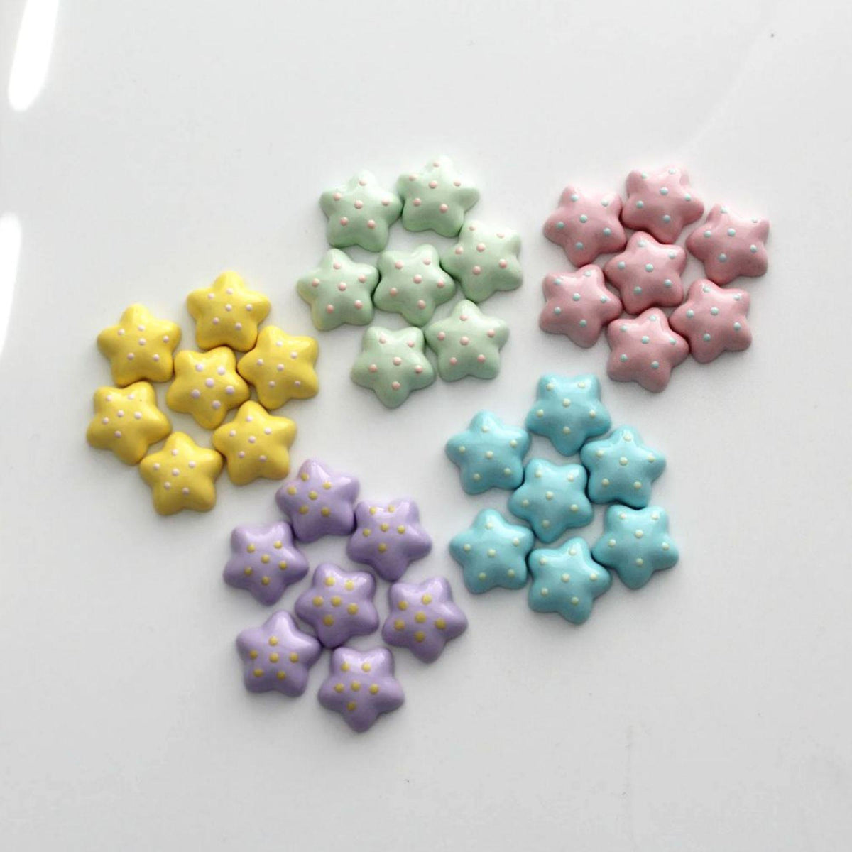Pastel Star Resin Cabochons | Flatback Embellishments for Crafts 4pcs