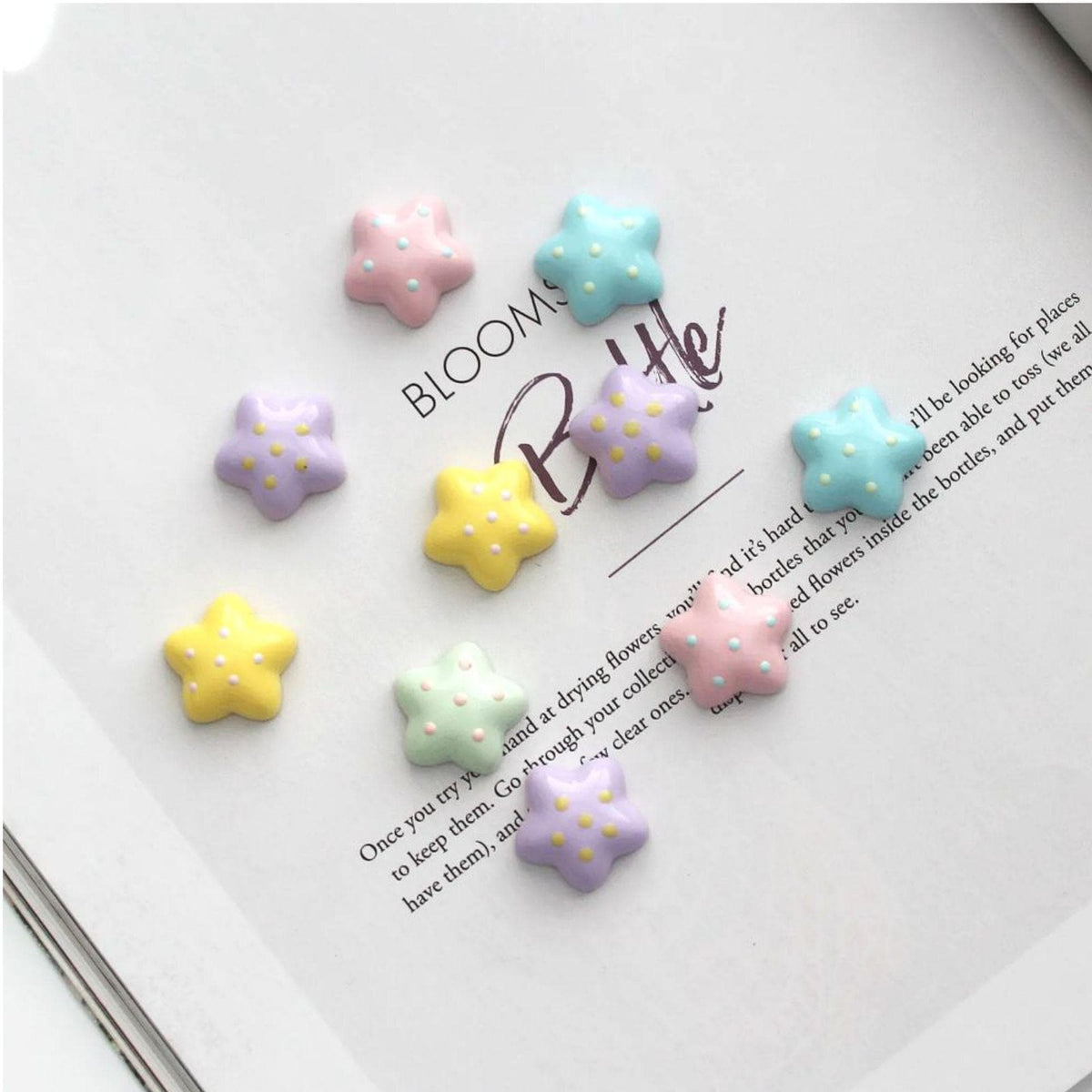 Pastel Star Resin Cabochons | Flatback Embellishments for Crafts 4pcs