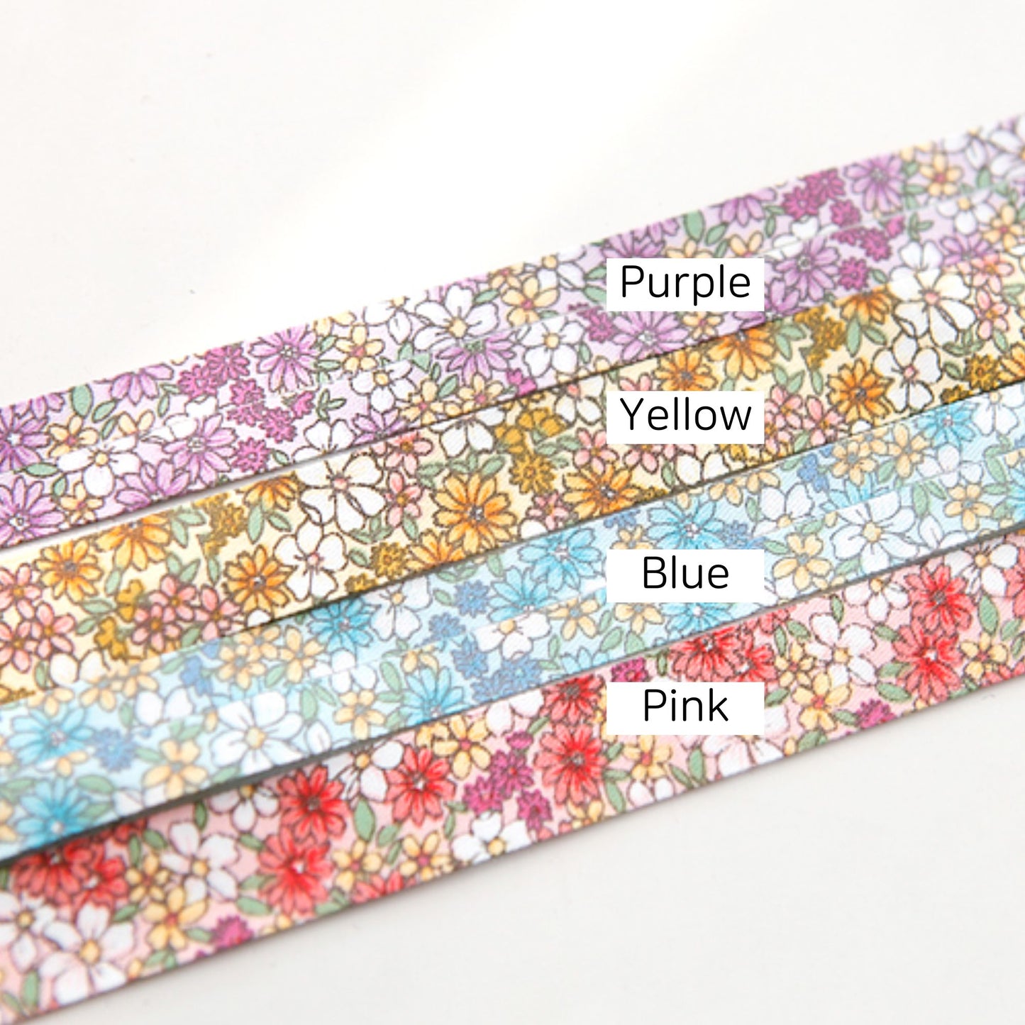 Floral Fabric Ribbon 0.39/0.59inch(1/1.5cm) x 2Yard