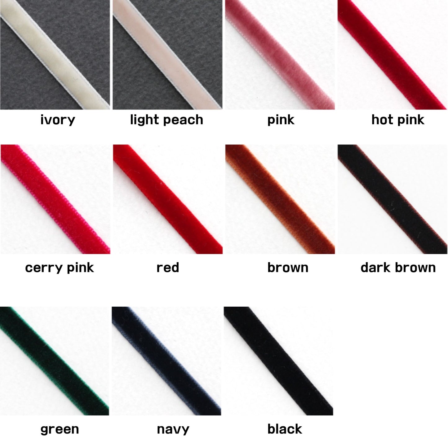 Velvet Ribbon 0.27inch(0.7cm)x2Yards[C110]